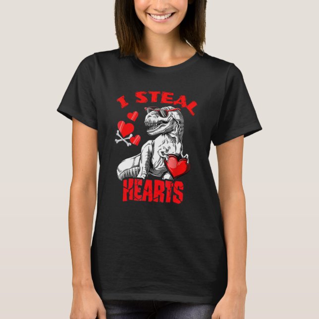 T-shirt Heart Glasses Dinosaur I Steal Hearts Boys Men Wom (Devant)