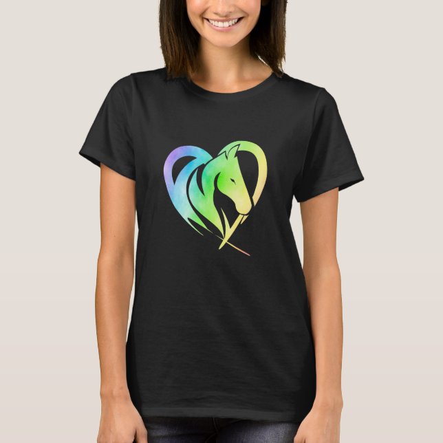 T-shirt Heart Graphic Horse Lover Equestrian Rider Horses  (Devant)