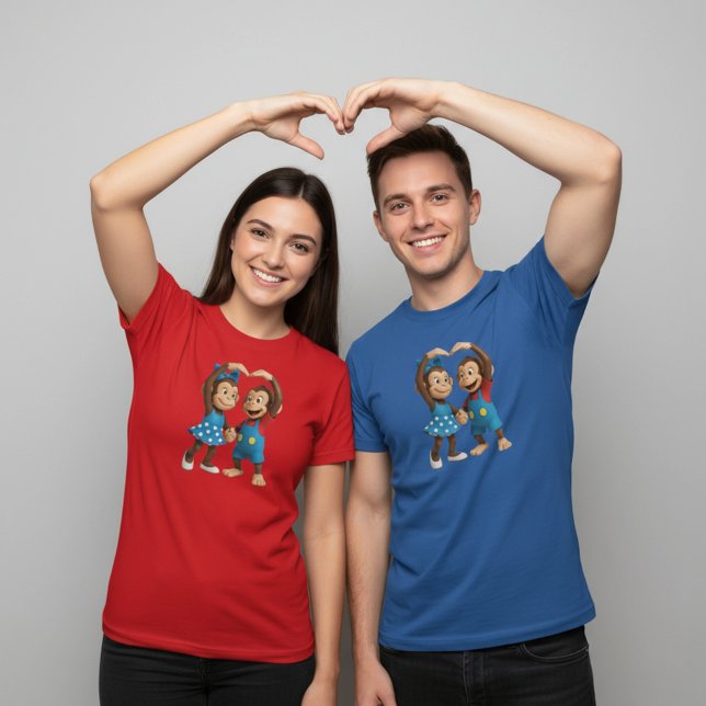 T-Shirt Heart Hands Monkeys  - Sweet Mimo & Zina (Créateur téléchargé)