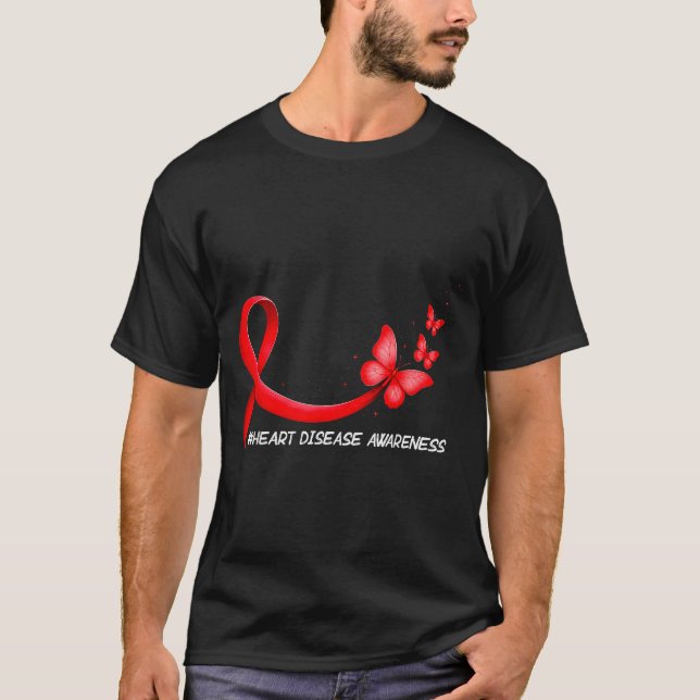 T-shirt Heart Health Heart Disease Awareness Chd Red Ribbo (Devant)
