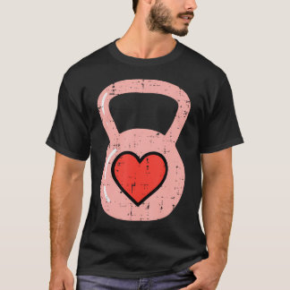 T-shirt Heart Kettlebell Salle de gym Fitness Valentines D