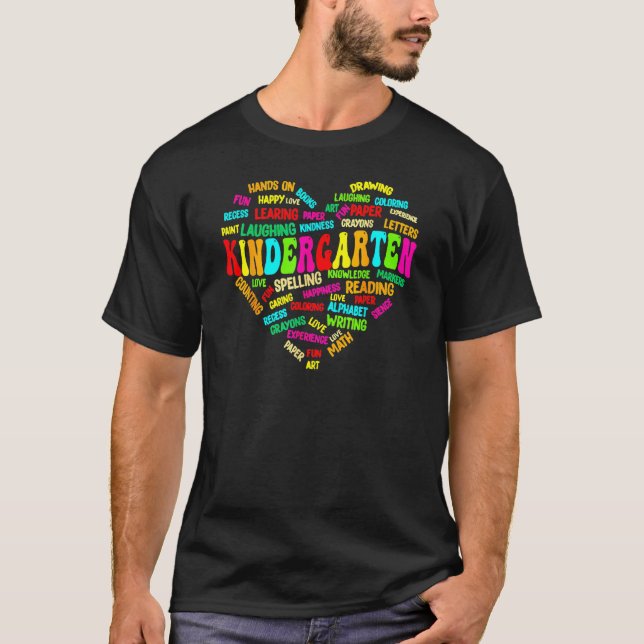 T-shirt Heart Kindergarten Team Enseignant Retour À Sc (Devant)