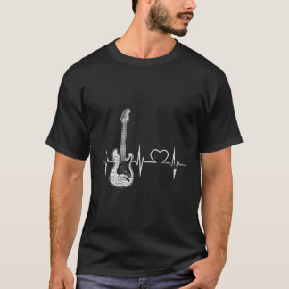 T-shirt Heart Love Musique Guitariste Heartbeat Guitar