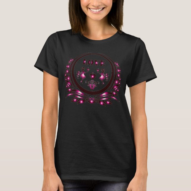 T-shirt Heart Lover Women Black Shirt (Devant)