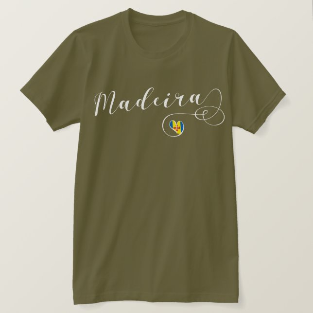T-shirt Heart Madeira Drapeau, I Love Madeira, Portugal (Design devant)