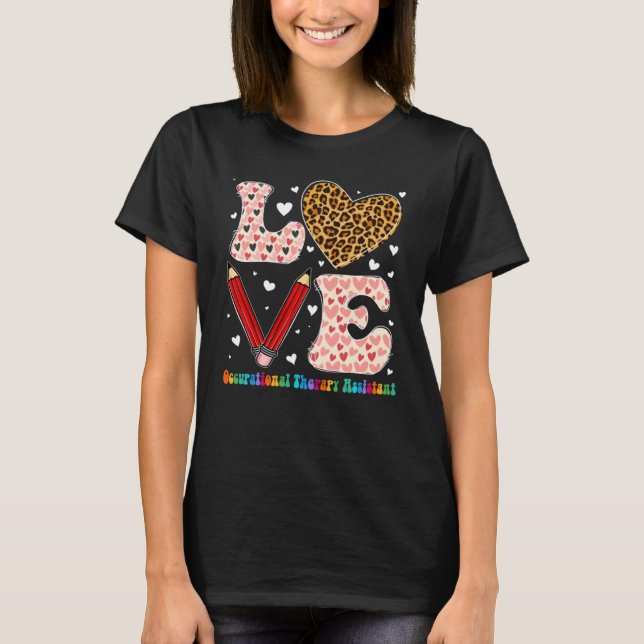 T-shirt Heart Occupational Therapy Assistant Leopard Valen (Devant)