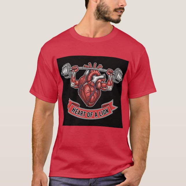 T-shirt Heart of a Lion - Anatomical Heart Weightlifting (Devant)