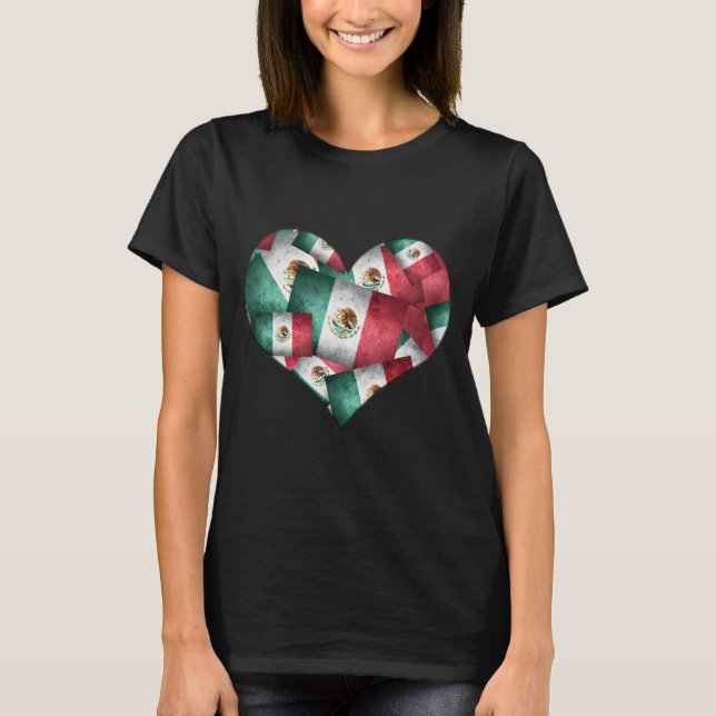 T-shirt Heart of Mexican Flags (Devant)