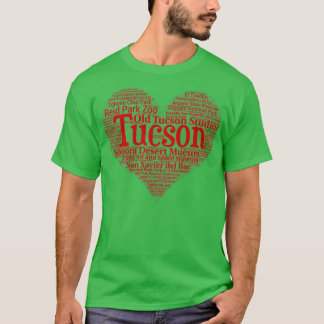 T-shirt Heart of Tucson Red Heart Word Cloud Produits