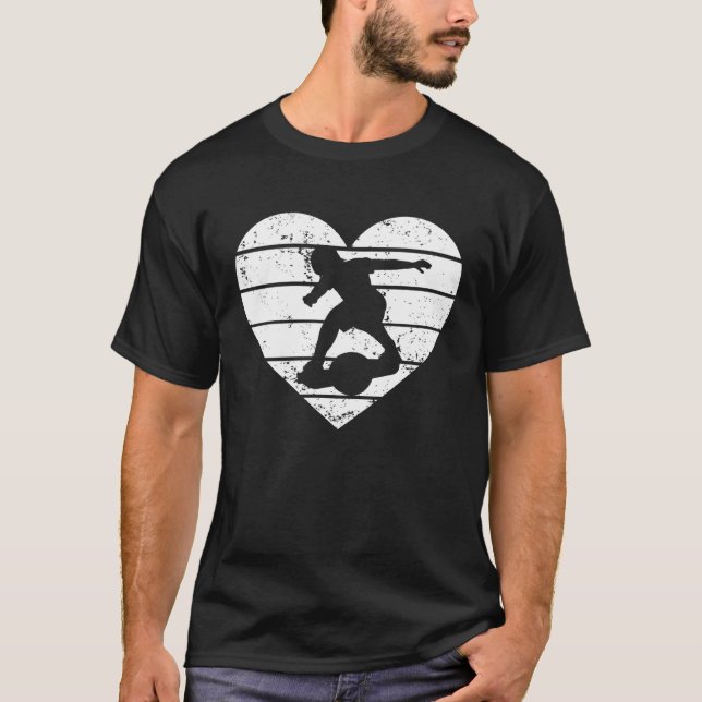T-shirt Heart One Wheel Love Electric Skateboard Float Ska (Devant)
