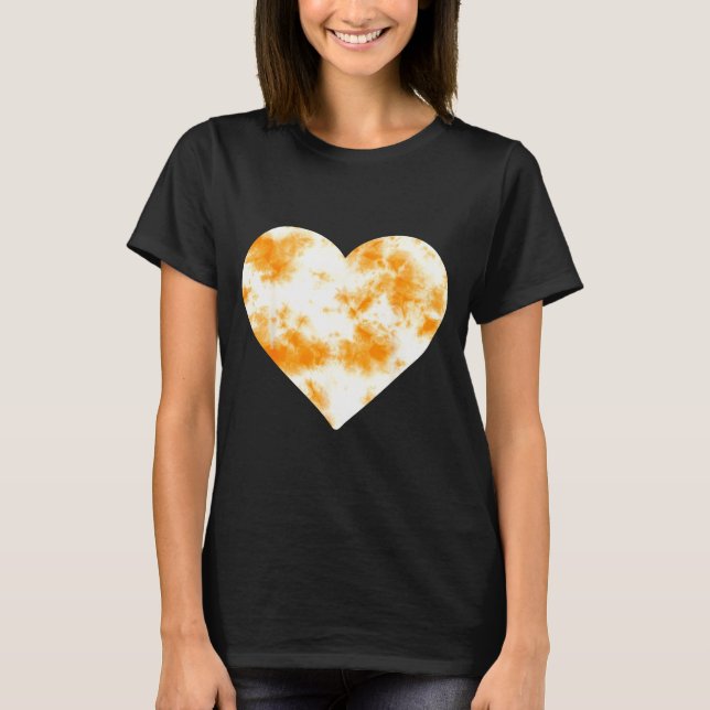 T-shirt Heart Orange Tie Dye - Cute Valentines Day Graphic (Devant)