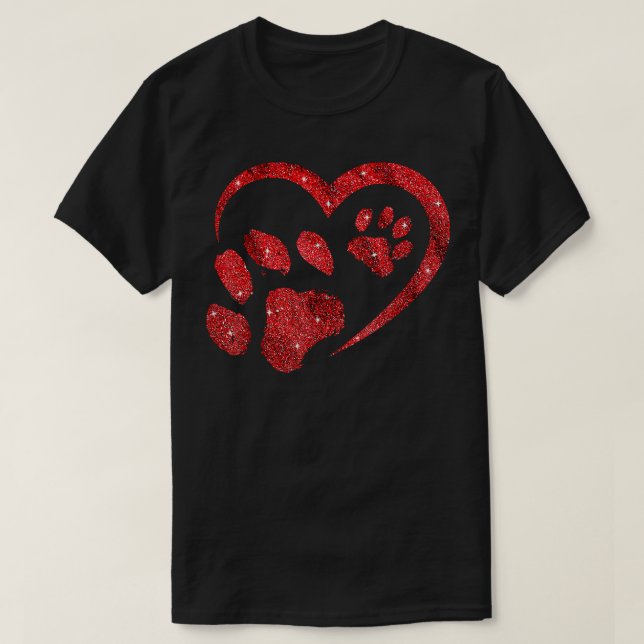 T-shirt Heart Paw Print Amoureux des Chiens Saint-Valentin (Design devant)