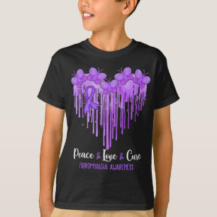 T-shirt Heart Peace Love Cure Fibromyalgie Sensibilisation