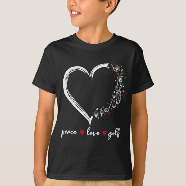 T-shirt Heart Peace Love Golf Player Srt Lovers Outfit Wom (Devant)