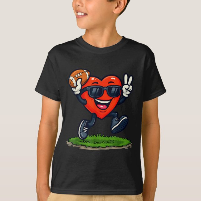 T-shirt Heart Playing American Football Rugby Valentine Me (Devant)