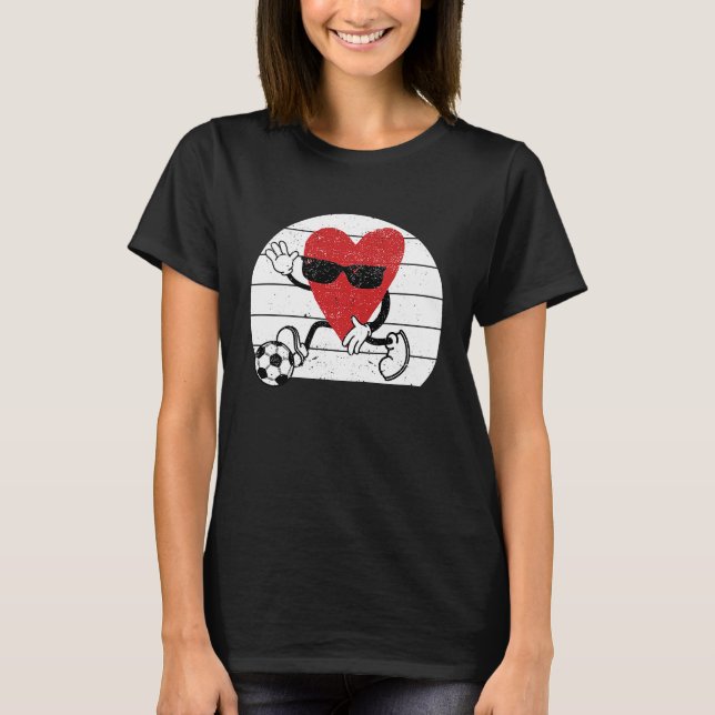 T-shirt Heart Playing Soccer Valentine's Day Football Play (Devant)