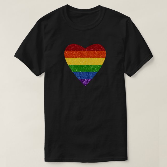 T-shirt Heart Pride Flag Glitter (Design devant)
