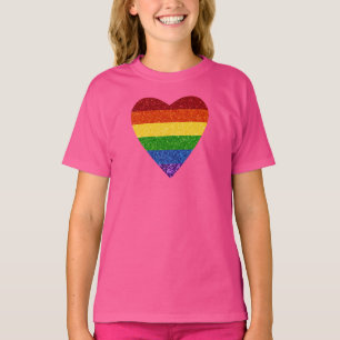 T-shirt Heart Pride Flag Glitter