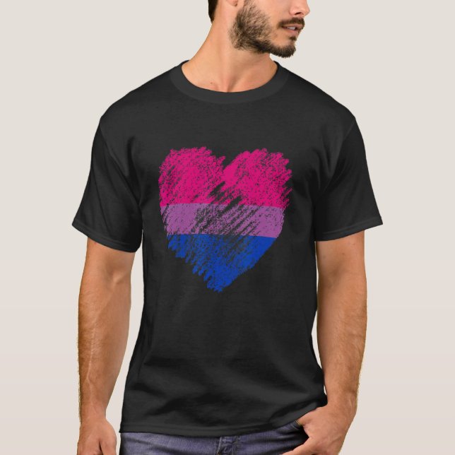 T-shirt Heart Retro LGBT Pride Month Support LGBTQ Flag Bi (Devant)