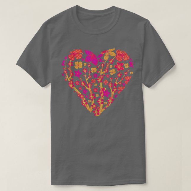 T-shirt Heart Sakura Fleur japonaise 80s Vaporwave Cherry (Design devant)