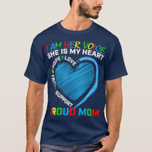 T-shirt Heart Sayers Mère Porter Bleu Fille Autisme