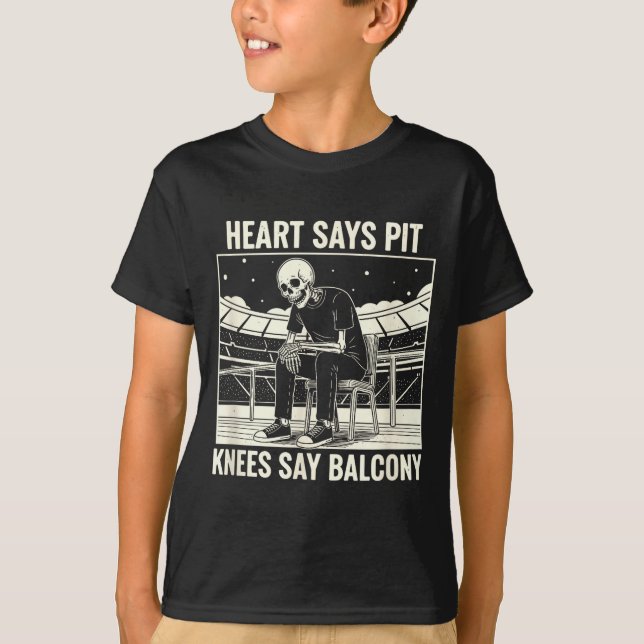 T-shirt Heart Says T Knees Say Balcony Shirt Funny Skeleto (Devant)