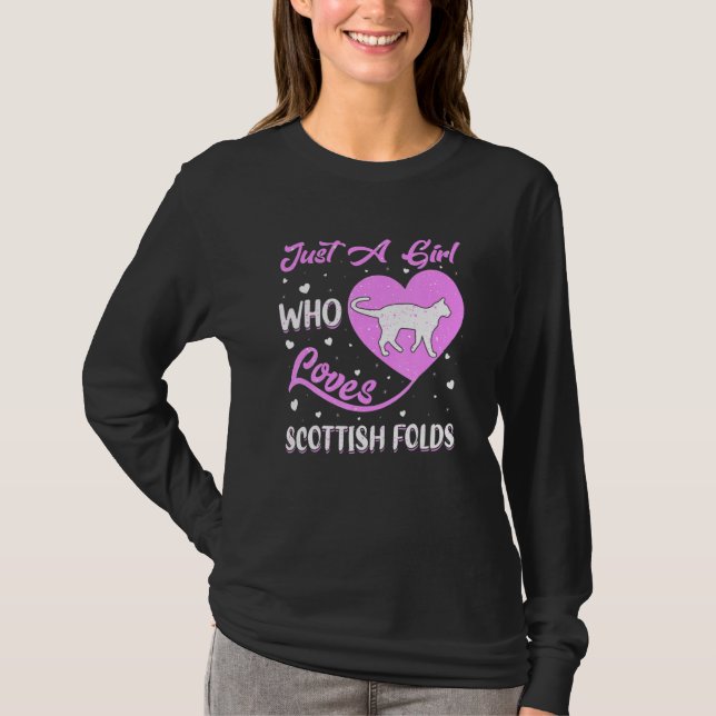 T-shirt Heart Shape Just A Girl Who Loves Scottish Folds (Devant)