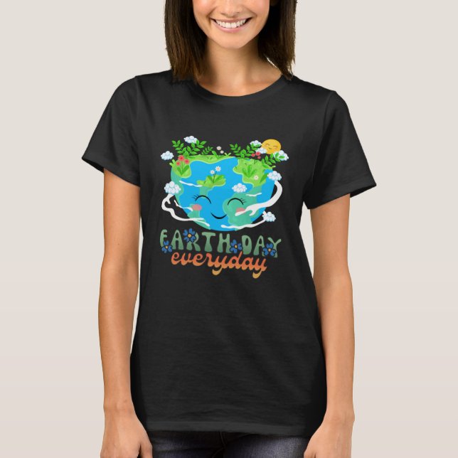 T-shirt Heart Shaped Earth Day Everyday Bees World Environ (Devant)