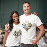 T-shirt Heart Shaped Photo Collage Funeral Celebration<br><div class="desc">This beautiful memorial t-shirt is perfect for family friends to wear at their loved one's celebration of life. The design features 48 square photos shaped into a heart and gold text that reads "Forever in our hearts". Add custom text to personalize. So unique - this template is so easy to...</div>