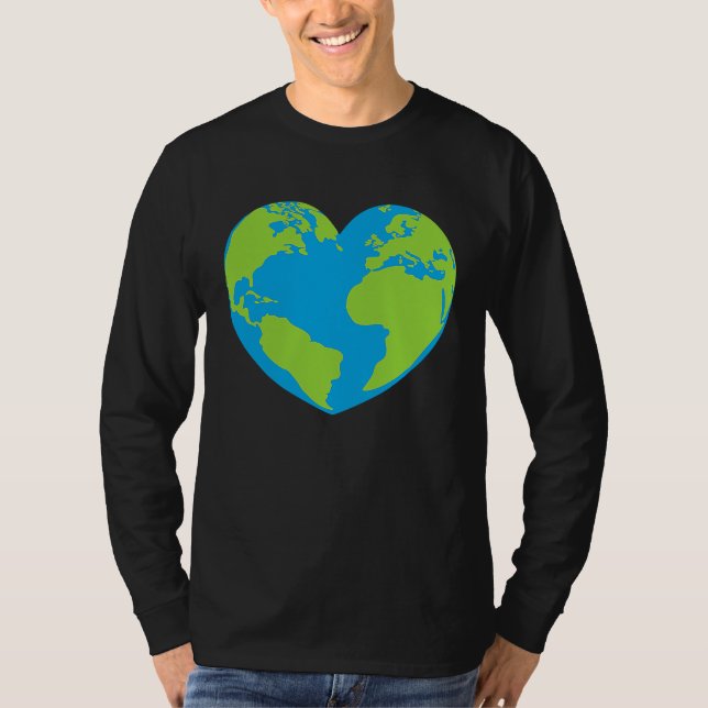 T-shirt Heart shaped world earth globe world map (Devant)