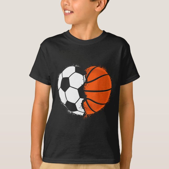 T-shirt Heart Srts Soccer Basketball Ball Lover Valentines (Devant)