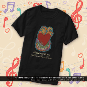 T-shirt Heart the Beat Doodles Music Lovers Nom de l'école