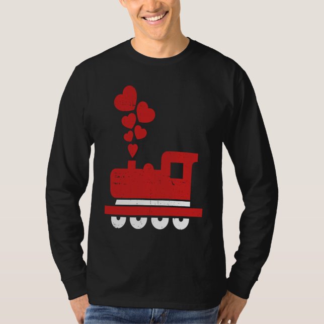 T-shirt Heart Train Valentines Day Cool Railroad Love Boys (Devant)