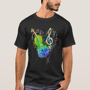 T-shirt Heart Treble Clef Cello Player Music Notes Cellist