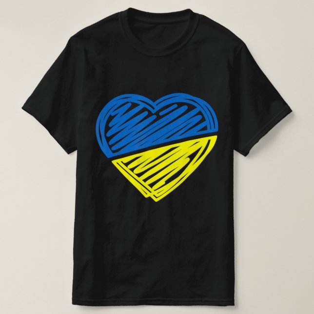 T-shirt Heart Ukraine Je Me Tiens Avec Le Drapeau Ukrainie (Design devant)