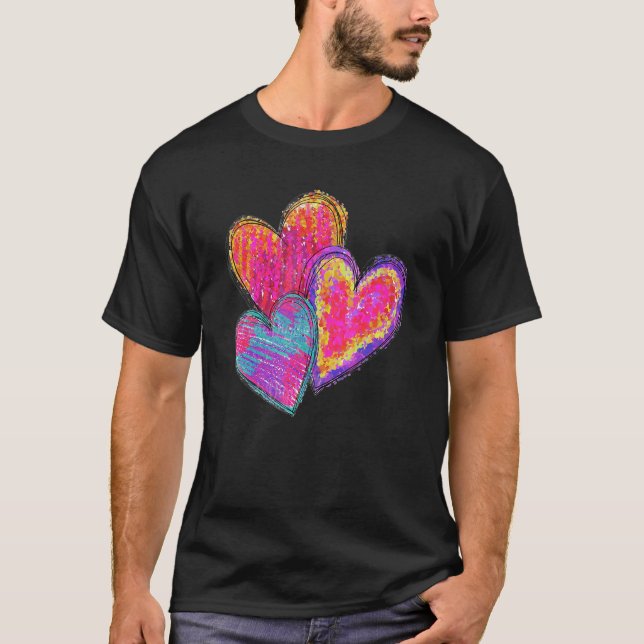 T-shirt Heart Valentines Day Tie Dye Cute For Couple Match (Devant)