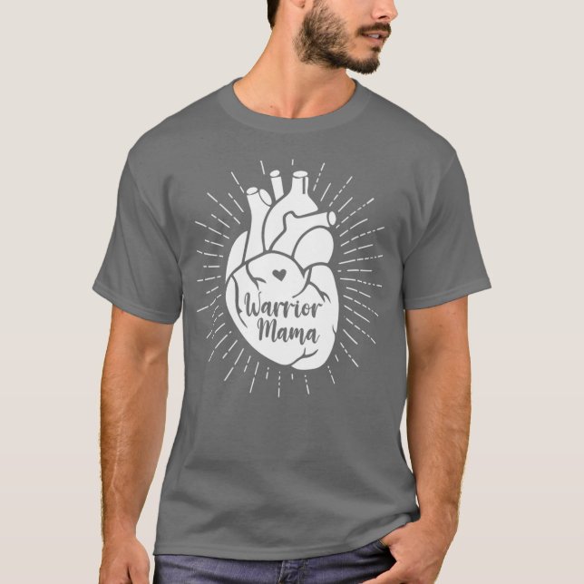T-shirt Heart Warrior Mama CHD Aware Congenital (Devant)