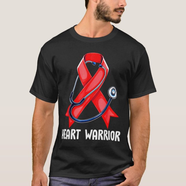 T-shirt Heart Warrior Stethoscope Red Nurse Heart Disease  (Devant)