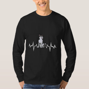 T-shirt Heartbeat Ecg Love Husky Dog
