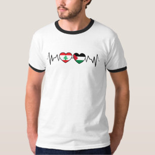 T-shirt Heartbeat Lebanon Palestine Unity drapeaux.