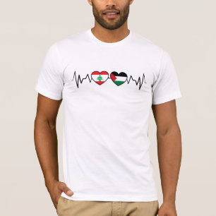 T-shirt Heartbeat Lebanon Palestine Unity drapeaux.