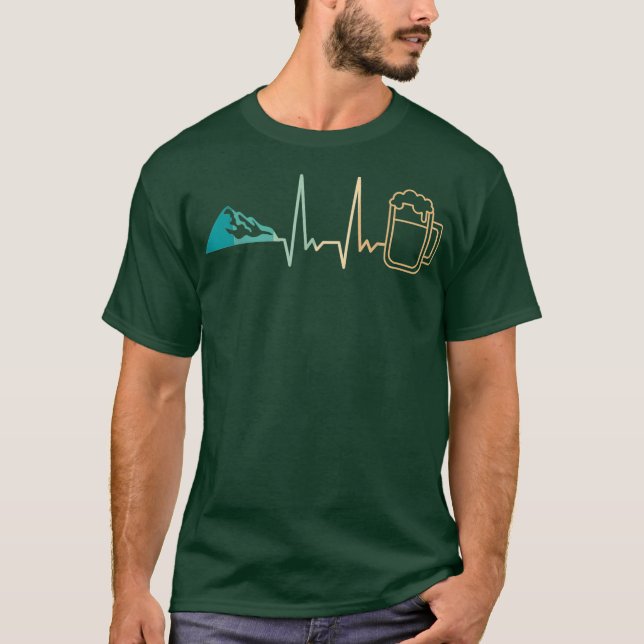T-shirt Heartbeat Mounts et Beer Beer Mug Drôle cadeau (Devant)