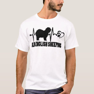 T-shirt Heartbeat - Old English Sheepdog - Chien meilleur 