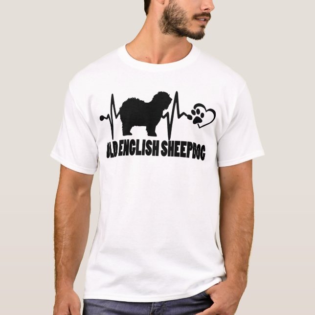 T-shirt Heartbeat - Old English Sheepdog - Chien meilleur  (Devant)