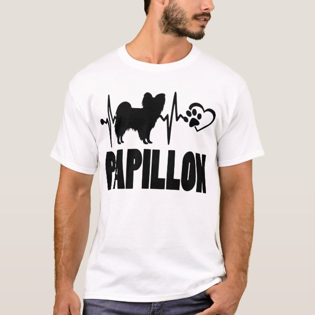 T-shirt Heartbeat - Papillon - Dog Best Friend (Devant)