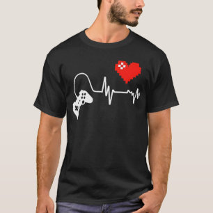 T-shirt Heartbeat Pixel Love for Gamers and Console Addict