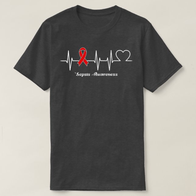 T-shirt Heartbeat Sepsis Warrior  (Design devant)