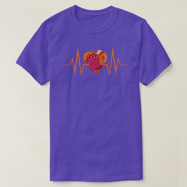 T-shirt Heartbeat Turkey Nurse Thanksgiving Scrub Top Fall (Design devant)