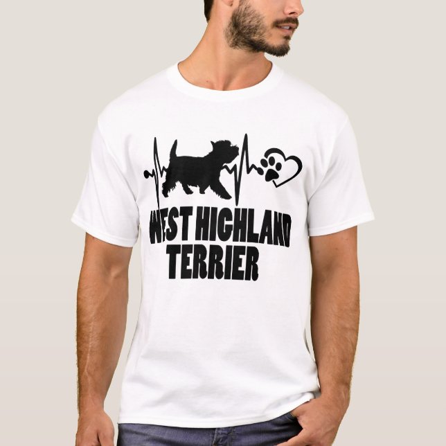 T-shirt Heartbeat - West Highland Terrier Dog Best Friend (Devant)