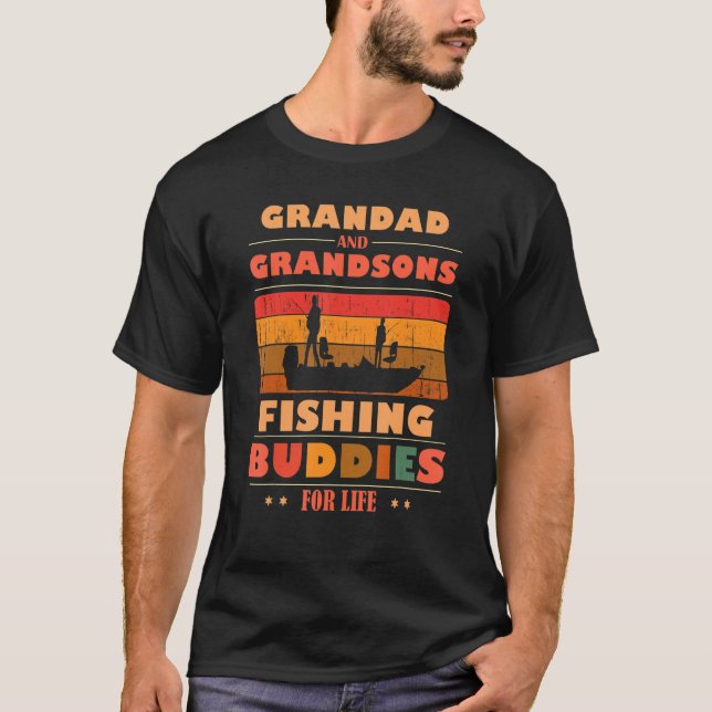 T-shirt Heartfelt Grandad Grandsons Buddies For Life Fishi (Devant)